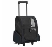 Hoopleep Foldable Multipurpose Pet Trolley Black with Mesh Canopy and Wheels, Lightweight Fabric and Metal Frame Carrier for Small Dogs Cats Rabbits