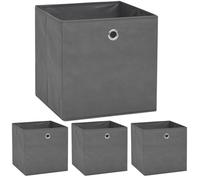 Hoopleep Foldable Storage Boxes, 4-Pack Non-Woven Fabric Cube Bins, 32x32x32 cm Grey Organization Baskets with Metal Eyelet Handles for Closet Shelf Home Decor