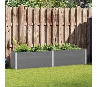 Hoopleep Garden Raised Bed, 250x50x54 cm, Weather-Resistant Wood-Plastic Composite Planter for Outdoor Flower & Vegetable Gardening, Grey Steel Frame, Large Elevated Plant Box