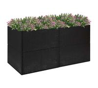 Hoopleep Garden Raised Bed Planter, Large Outdoor Poly Rattan Flower & Vegetable Gardening Box, Black, 157x80x80 cm, with Galvanized Steel Frame for Plants, Elevated Design