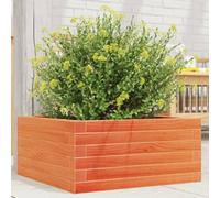 Hoopleep Garden Raised Bed Planter, Wax Brown Solid Pine Wood, 50x50x23 cm Outdoor Flower & Vegetable Gardening Box, Large Elevated Planter for Plants with Open Bottom Design