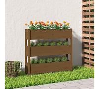 Hoopleep Honey Brown Plant Pot 112 x 25 x 104.5 cm, Solid Pine Wood, Raised Bed for Garden, Outdoor Plants and Vegetables