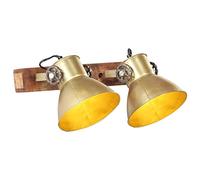Hoopleep Industrial Wall Lamp, Antique Brass Iron & Solid Mango Wood, 45x25 cm E27 Socket, Rustic Farmhouse Ceiling Fixture for Dining Room, Bedroom, Living Room