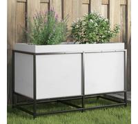 Hoopleep Large White Solid Pine Wood Garden Planter, 80x40x50 cm Outdoor Raised Flower Bed for Vegetables & Plants, Sturdy Steel Frame for Patio & Balcony Gardening