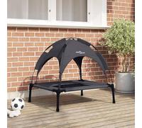 Hoopleep Modern Pet Raised Dog Bed, 76x62x70.5 cm Black Steel Frame for Indoor Outdoor Use, Lightweight Elevated Design, Breathable Fabric, Joint Support for Large Dogs