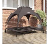 Hoopleep Modern Pet Raised Dog Bed, Brown Steel Frame, 122 x 93 x 106.5 cm, Elevated Design for Indoor Outdoor Use, Breathable, Large Dog Bed for Joint Support