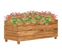 Hoopleep Raised Garden Bed, 100x40x38 cm Outdoor Planter, Recycled Teak Wood & Steel Frame, Elevated Flower & Vegetable Gardening for Patio, Balcony, Backyard Plants