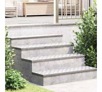 Hoopleep Rectangular Aluminium Stair Treads, 4 Pcs Silver 100 x 25 cm, Durable Non-Slip Checker Plate Design for Indoor Outdoor Stairs, Steps