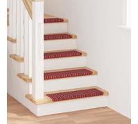 Hoopleep Self-Adhesive Stair Protectors, Set of 15, Red, 65 x 21 x 4 cm, Non-Slip Polypropylene Stair Mats for Safe Indoor Use, Sound-Absorbing