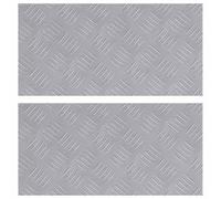 Hoopleep Silver Aluminium Stair Tread Rectangular 50 x 25 cm, 2 Pcs Modern Checker Plate Design, Durable Indoor Outdoor Non-Slip Protection for Stairs