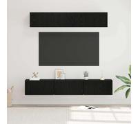 Hoopleep TV Cabinet Set 5 Pieces Black Oak Effect Wood Composite 80 x 30 x 30 cm Modern Design for Living Room Entertainment Centre Sturdy Bracket