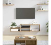 Hoopleep Wall Mounted TV Stand, 120 x 25 x 28.5 cm, Wood Composite Floating Media Shelf, Modern Entertainment Centre for Living Room, Black