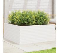 Hoopleep White Solid Pine Wood Garden Planter, 110x110x46 cm Large Raised Outdoor Flower & Vegetable Bed for Backyard Gardening, Open Bottom Design