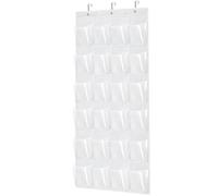 Hoopleljm 24 Pocket Clear Over The Door Shoe Pantry Closet Cabinet Organizer, White (64.2" x 18.9") (white)