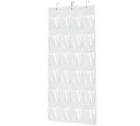 Hoopleljm 24 Pocket Clear Over The Door Shoe Pantry Closet Cabinet Organizer, White (64.2" x 18.9") (white)