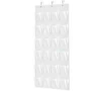 Hoopleljm 24 Pocket Clear Over The Door Shoe Pantry Closet Cabinet Organizer, White (64.2" x 18.9") (white)