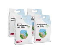 Hoopo® Tofu Fine Cat Litter, Organic Cat Litter, Completely Dust-Free, Clumping, No Odour, Effective Against Unpleasant Odours (4 x 7 L)