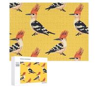 Hoopoe Bird Wooden Puzzle Letter on Back Adults Difficult Jigsaw Puzzles for Home Decor Birthday Gift