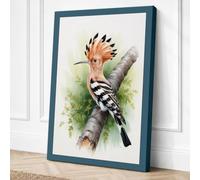 Hoopoe on Branch Botanical Canvas Wall Art Print 18x12 Inch