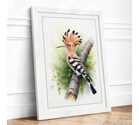 Hoopoe on Branch Botanical Framed Wall Art Print A4 White