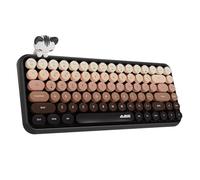 Hoopond 308i Wireless Bluetooth keyboard,Cute Mini 84-key Compact Layout with Magnetic cat doll,Typewriter ABS Retro Round Key Caps,Matte Panel,Ergonomic for PC Computer Laptops-Gradient Brown