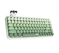 Hoopond 308i Wireless Bluetooth keyboard,Cute Mini 84-key Compact Layout with Magnetic cat doll,Typewriter ABS Retro Round Key Caps,Matte Panel,Ergonomic for PC Computer Laptops-Gradient Green