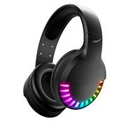 Hoopond Wireless Bluetooth Headset Over Ear, Hi-Fi Stereo 5.1 channel, RGB LED Horse Race Backlit, 1000 mAh Rechargeable Lightweight Gaming Headset With Microphone, for PC/Ipad- Black