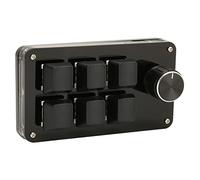 Hoopoocolor 6 Keys Mini Keyboard, USB Multifunction Shortcut Programmable Macro Keyboard, Plug and Play with Knob, RGB Backlit One Hand Gaming Keyboard for Office Gaming Music