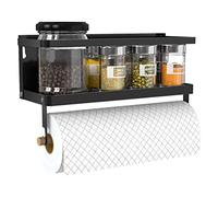 Hoopoton Magnetic Spice Rack Organizer Single Tier Refrigerator Spice Storage Shelf, Easy to Install The Side of The Refrigerator Can Hold spices, Jar of Olive Oil (Black, With hook)