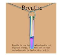 hooppoo Quit Smoking Necklace, Anxiety Relief Breathing Inhaler with Essential Oil Pad - Aromatherapy Diffuser Pendant for Smokers, Stainless Steel Necklace for Women & Men, M, Stainless Steel, No