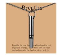 hooppoo Quit Smoking Necklace, Anxiety Relief Breathing Inhaler with Essential Oil Pad - Aromatherapy Diffuser Pendant for Smokers, Stainless Steel Necklace for Women & Men, M, Stainless Steel, No