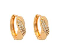 Hoops Earrings for Women 9K Yellow Gold, Twisted Design with Moissanite Hoops Earrings for Her