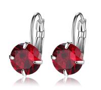 Hoops Earrings for Women, Cubic Zirconia Earrings Hoops Red Simple Fashion Single Zirconia 11X21mm for Sister Engagement Jewelry Upgrade