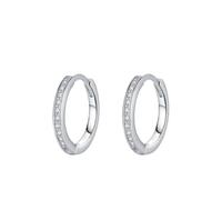 Hoops Earrings For Women, Platinum Earrings Eternity Huggie Hoop 13.5mm with Moissanite