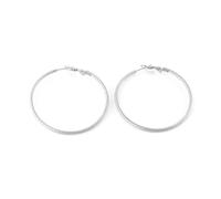Hoops Earrings, Silver Western Earrings 60X2mm Big Circle Stainless Steel for Holiday Gifts Family Parties Wedding