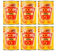 Hoops Spaghetti Rings in Tomato Sauce, Vegetarian, Iron and Vitamin D Enriched, No Artificial Colours or Preservatives, 400g Tin, Pack of 6
