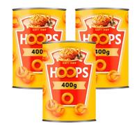 Hoops Spaghetti Rings in Tomato Sauce, Vegetarian, Iron and Vitamin D Enriched, No Artificial Colours or Preservatives, 400g Tin, Pack of 3