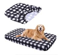 Hoopttay Replacement Dog Bed Covers Elastic Edged Washable Pet Bed Protector with Black Lattice Pattern Design for Medium & Large Pet Beds, Cover Only (Black Lattice, 36x27x6 Inch)