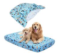 Hoopttay Replacement Dog Bed Covers Elastic Edged Washable Pet Bed Protector with Cute Dog Pattern Design for Small & Medium Pet Beds, Cover Only (Blue, 52x28x5 Inch)