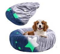 Hoopttay Round Replacement Dog Bed Covers Elastic Edged Washable Pet Bed Protector with Gray Star Pattern Design for Small & Medium Pet Beds, Cover Only (Gray, 20 x 9.8 Inch)