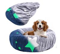 Hoopttay Round Replacement Dog Bed Covers Elastic Edged Washable Pet Bed Protector with Gray Star Pattern Design for Small & Medium Pet Beds, Cover Only (Gray, 30 x 9.8 Inch)