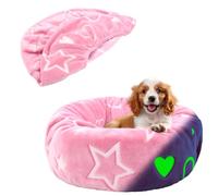 Hoopttay Round Replacement Dog Bed Covers Elastic Edged Washable Pet Bed Protector with Heart Shaped Glows in The Dark for Small & Medium Dog Bed, Cover Only (Pink, 20 x 9.8 Inch)