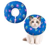 Hoopttay Soft Cat Cone, Medium Waterproof Ocean Cartoon Cat Recovery Collar for Wound Healing After Surgery or Neutering Alternative to Elizabethan Collars Medical Neck Cone for Cats and Puppies