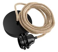 Hoopzi - Hang 1 - Pendant Light Fitting - 8.2 FT - Many Colours - E27 Socket - Fabric Electrical Cable - for Living Room, Bedroom, Kitchen - Cord and Black