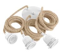 Hoopzi - Hang 3 - Pendant Light Fitting - 8.2 FT - Many Colours - E27 Socket - Fabric Electrical Cable - for Living Room, Bedroom, Kitchen - Cord and White