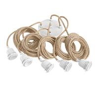 Hoopzi - Hang 5 - Pendant Light Fitting - 11.4 FT - Many Colours - E27 Socket - Fabric Electrical Cable - for Living Room, Bedroom, Kitchen - Cord and White