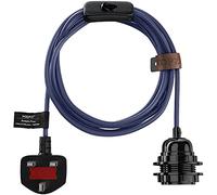 Hoopzi - Plug in Pendant Light to Light Up Your Home - 4.5M Fabric Electrical Cable - E27 Bulb Holder with Switch - Create Your Own Pendant Light, Portable Lamp, Hanging Lamp - BalaBlue Navy