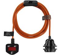 Hoopzi - Plug in Pendant Light to Light Up Your Home - 4.5M Fabric Electrical Cable - E27 Bulb Holder with Switch - Create Your Own Pendant Light, Portable Lamp, Hanging Lamp - BalaOrange