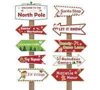 Hooqict 20 Pieces Christmas Decorations Welcome to North Pole Yard Signs for Christmas Holiday Party Decorations Outdoor Winter Front Yard Lawn Let It Snow Sign