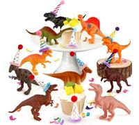 Hooqict 20Pcs Dinosaur Cake Decorations with Mini Birthday Party Hats Dinosaur Cake Topper for Kids Boys Girls Wild Animals Dino Themed Birthday Party Decorations Supplies